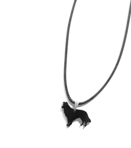 Black acrylic border collie - border,
