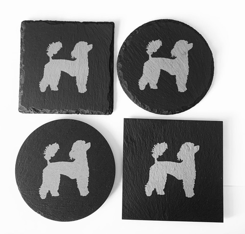 Dog poodle engraving slate - poodle,