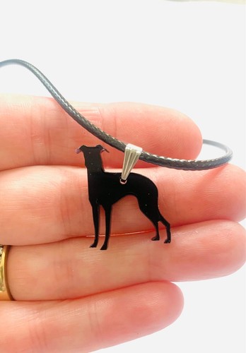 Black acrylic lurcher - acrylic, dog