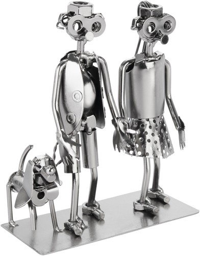 Coppia con cane scultura - coppia,