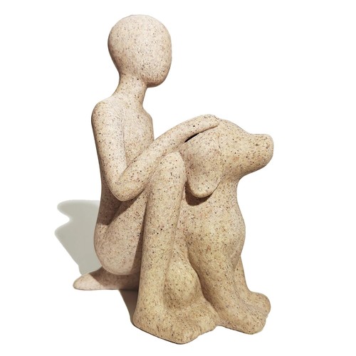 Resin sculpture dog person - resin,
